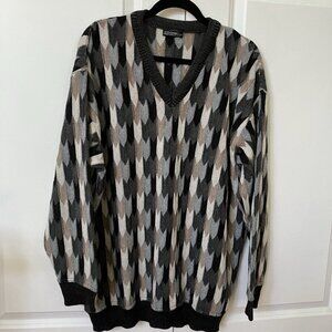 Vintage Cooper Sweater Mens XXL Chevron Geometric Biggie Rap Knit Made in Canada